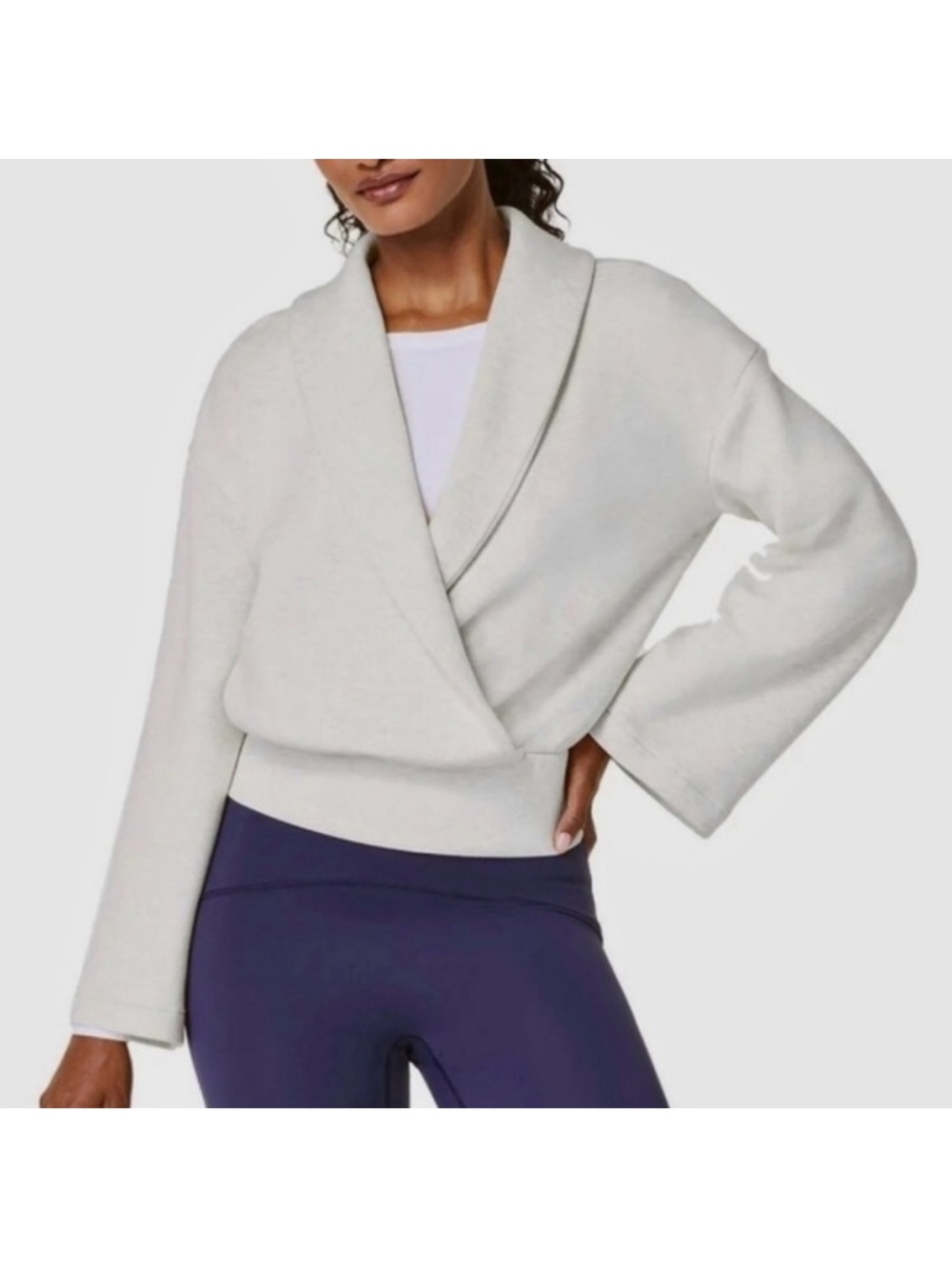 Spanx Airessentials Wrap Top in Heather Oatmeal Size XL